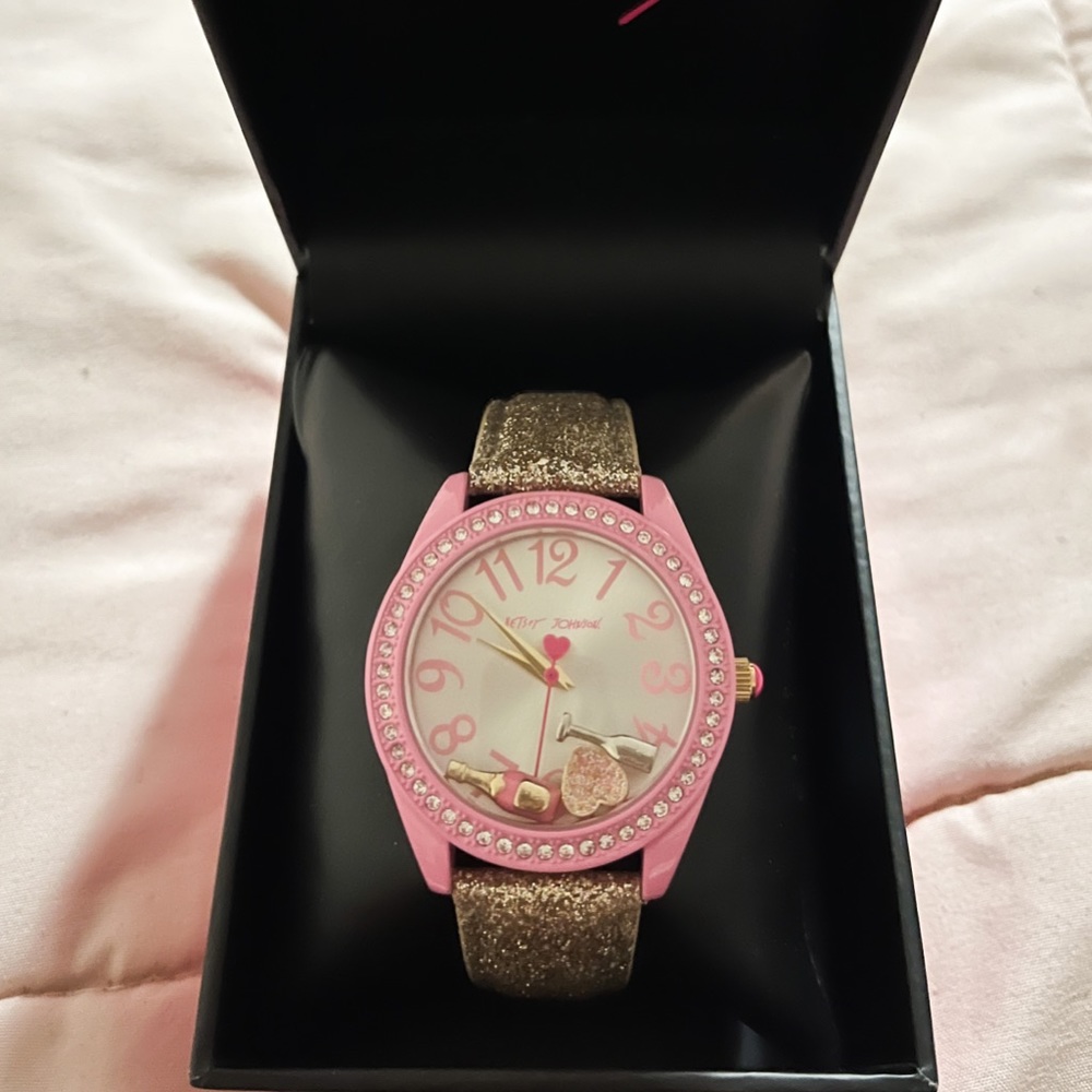 Betsey Johnson Pink Watch with Sparkles